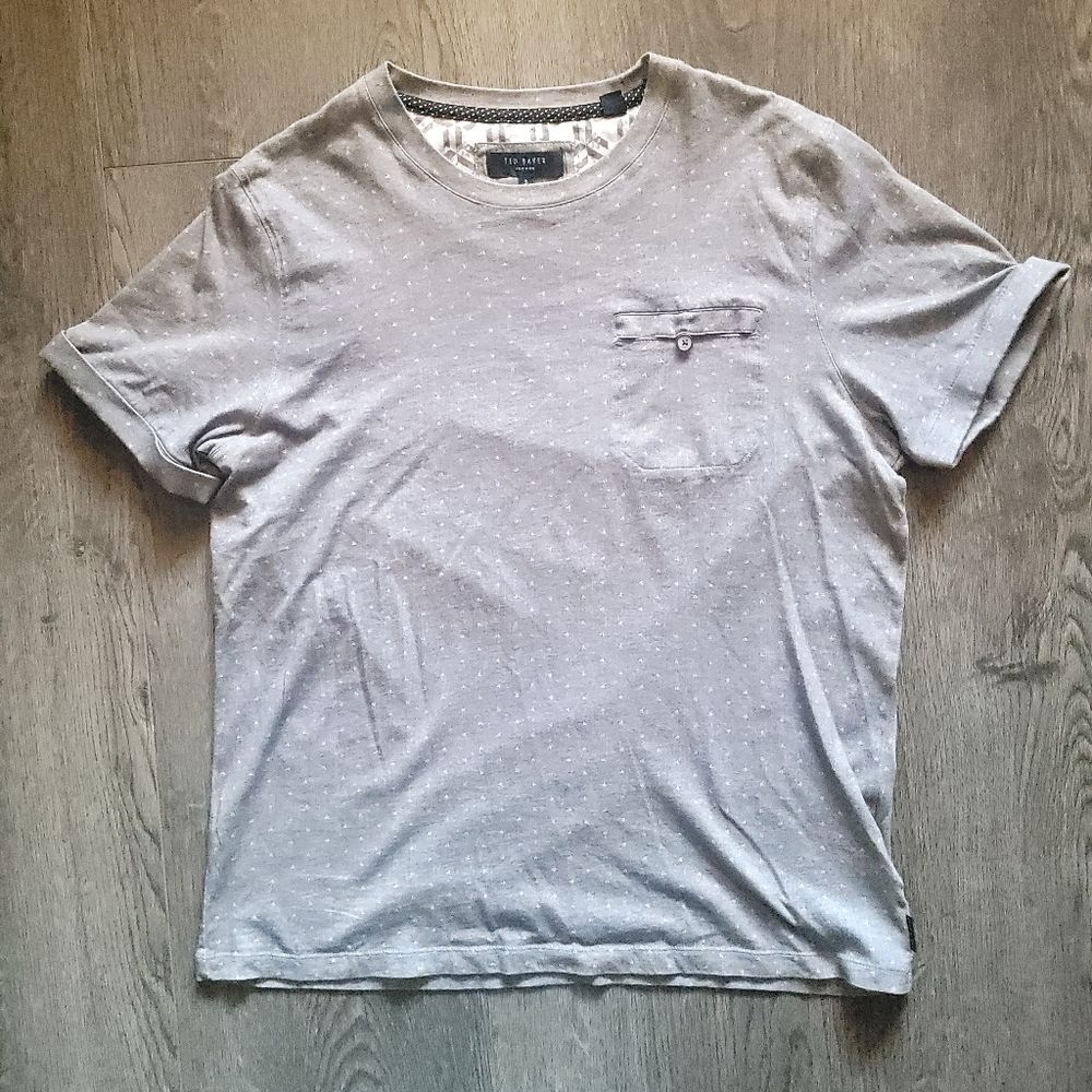 Ted Baker Men's Casual Short Sleeve Crew Neck In Gray T-Shirt Size 3(M)